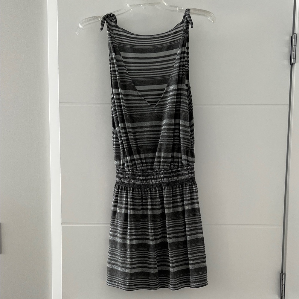 BECCA Striped Swim Coverup in Black and Gray